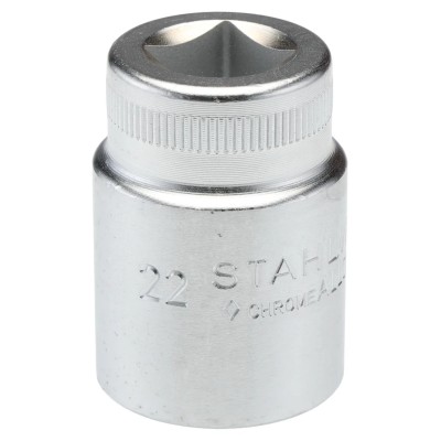 STAHLWILLE 1/2 in Drive 22 mm 12 Point Square Socket Chrome Finish 42mm Overall Length 03010022