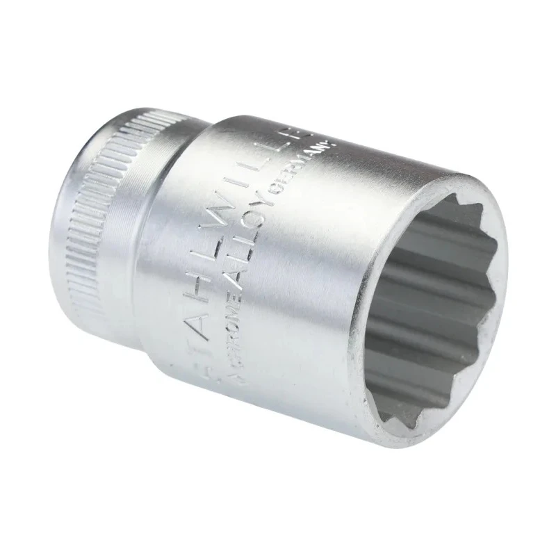 STAHLWILLE 1/2 in Drive 22 mm 12 Point Square Socket Chrome Finish 42mm Overall Length 03010022
