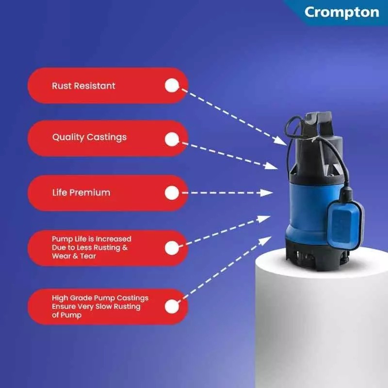 Crompton CDPJ550(1PH)-9 0.75 HP Sewage Submersible Pump