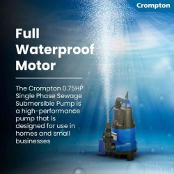 Crompton CDPJ550(1PH)-9 0.75 HP Sewage Submersible Pump