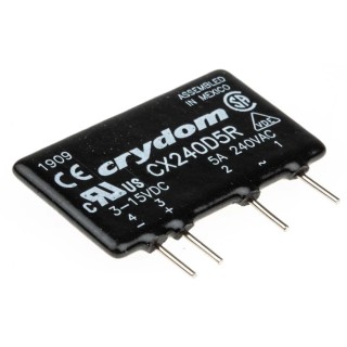 Crydom Solid State Relay, PCB Mount, 5 A Load, 280 V AC Load, 15 V DC Control CX240D5R