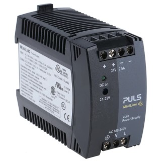 Block MiniLine Switched Mode DIN Rail Power Supply 1 Phase 100-240 V AC Input 28 V DC, 2.5 A Output, 60 W ML60.242