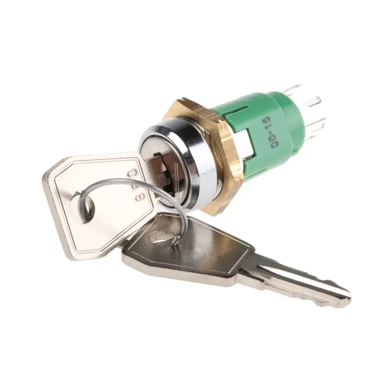 Lorlin 16mm Impulsion Key Switch DPDT 1A 2-Way Common-Key Parallel Bezel IRL-5-K-S-2-RS
