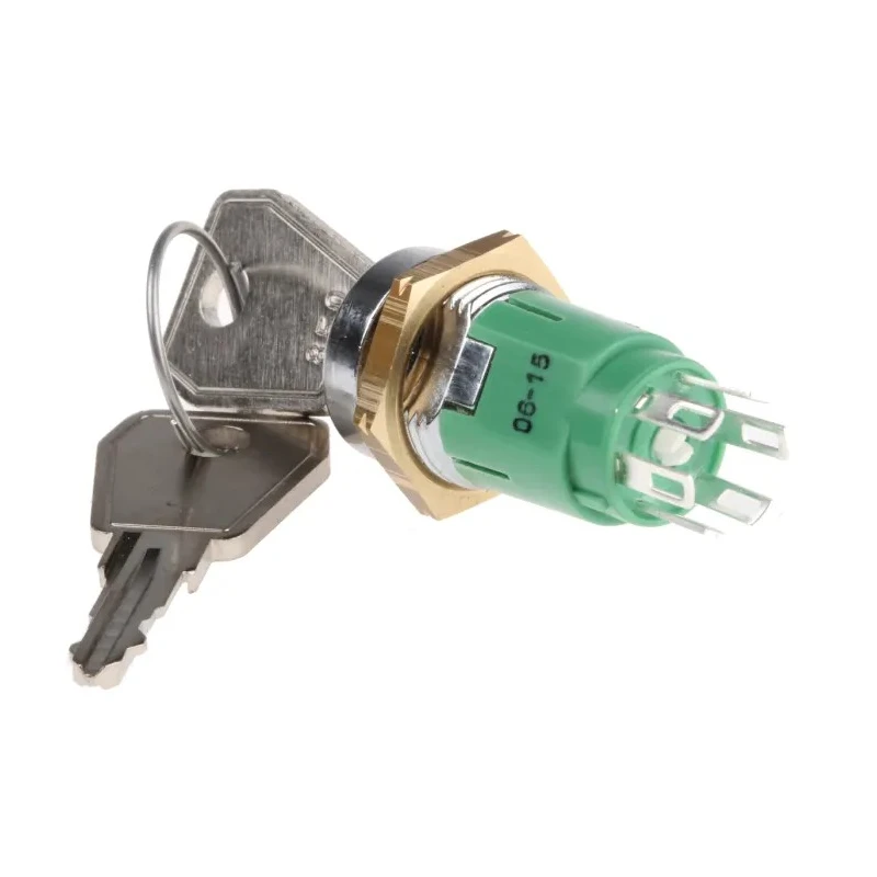 Lorlin 16mm Impulsion Key Switch DPDT 1A 2-Way Common-Key Parallel Bezel IRL-5-K-S-2-RS