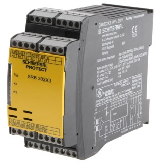 Schmersal 28.8V Safety Relay 3 Safety Contacts 2 Auxiliary Contacts Snap-On Mount SRB302X3-24VAC/DC-230VAC
