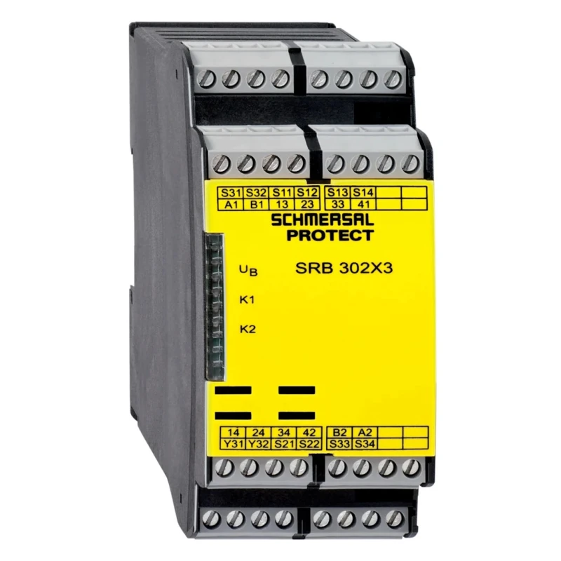 Schmersal 28.8V Safety Relay 3 Safety Contacts 2 Auxiliary Contacts Snap-On Mount SRB302X3-24VAC/DC-230VAC