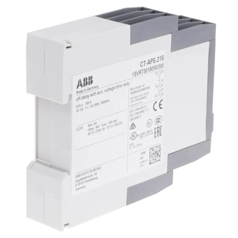 ABB S range Series DIN Rail Timer Relay 2-Contact 24 V dc 24 V ac 240 V ac 0.05 s to 300 h 1SVR730180R0300 CT-APS.21S