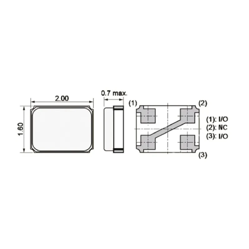 Murata 25 MHz Crystal Oscillator ±30 ppm Surface Mount 4-Pin 0.7 mm Height 2 mm Length 1.6 mm Width XRCGB25M000F3M00R0