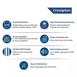 Crompton 1 HP Single Phase Sewage Submersible Pump, STPM12-11