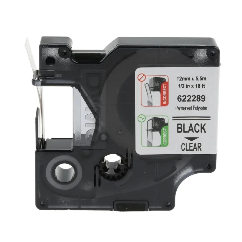 Dymo Black on Clear Label Printer Tape 12 mm Width 5.5 m Length 622289