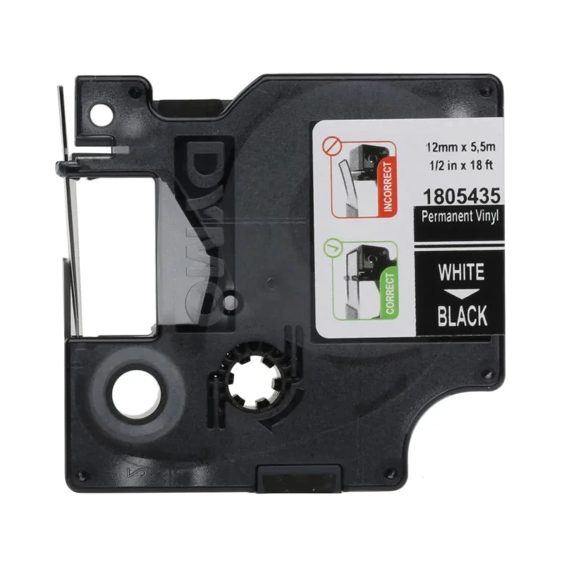 Dymo White on Black Label Printer Tape 12 mm Width, 5.5 m Length 1805435