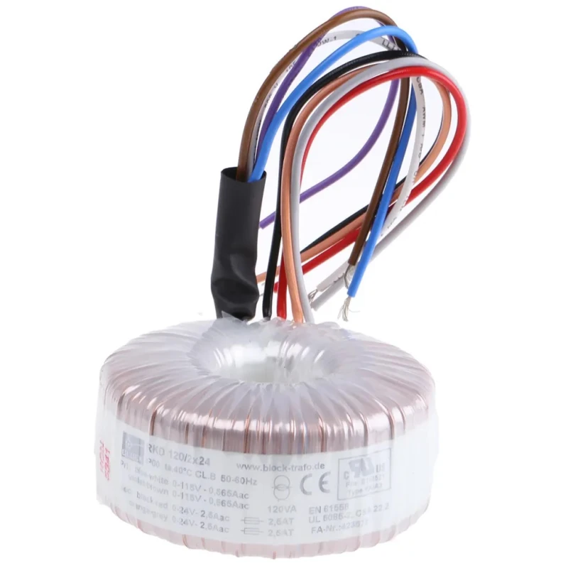 Block Toroidal Transformer Dual 230 V AC Input 2 x 24 V AC Output 120 VA RKD 120/2x24