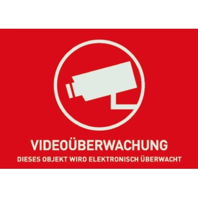 ABUS Security-Center Surveillance Warning Sticker White, Red, German Text, 105mm x 148mm AU1320
