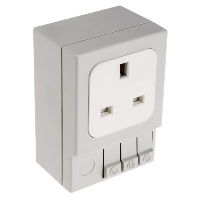 STEGO 13A Light Grey 1 Gang Plug Socket SD035 Indoor Type G British 230V Plastic DIN Rail Mount SD035