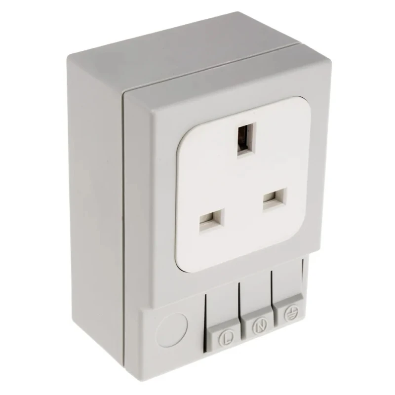STEGO 13A Light Grey 1 Gang Plug Socket SD035 Indoor Type G British 230V Plastic DIN Rail Mount SD035