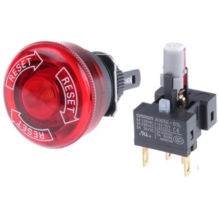 Omron Twist Release Illuminated Emergency Stop Push Button Panel Mount 16mm Cutout 24V DC 1 NC IP65 A165E-LS-24D-01