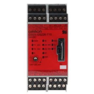 Omron Safety Relay 24V DC Coil Voltage 0.8A Contact Current 4 Auxiliary Contacts Manual Reset Surface Mount G9SX-GS