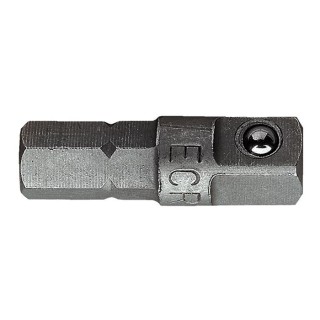 Facom 1/4 in Square Socket Adapter, Chrome Finish, Steel, 25mm Overall Length ECR