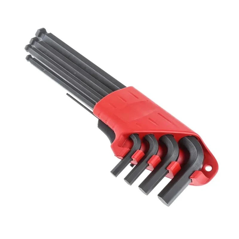 Facom 9 Piece L Metric Hex Key Set, Long Arm, Silicon Steel, Polished Phosphate Finish, Hex Sizes 1.5 mm to 10 mm 83SH.JP9APF