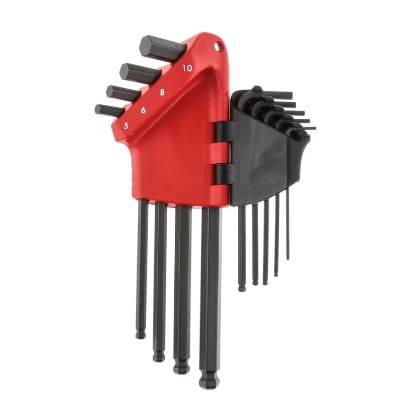 Facom 9 Piece L Metric Hex Key Set, Long Arm, Silicon Steel, Polished Phosphate Finish, Hex Sizes 1.5 mm to 10 mm 83SH.JP9APF