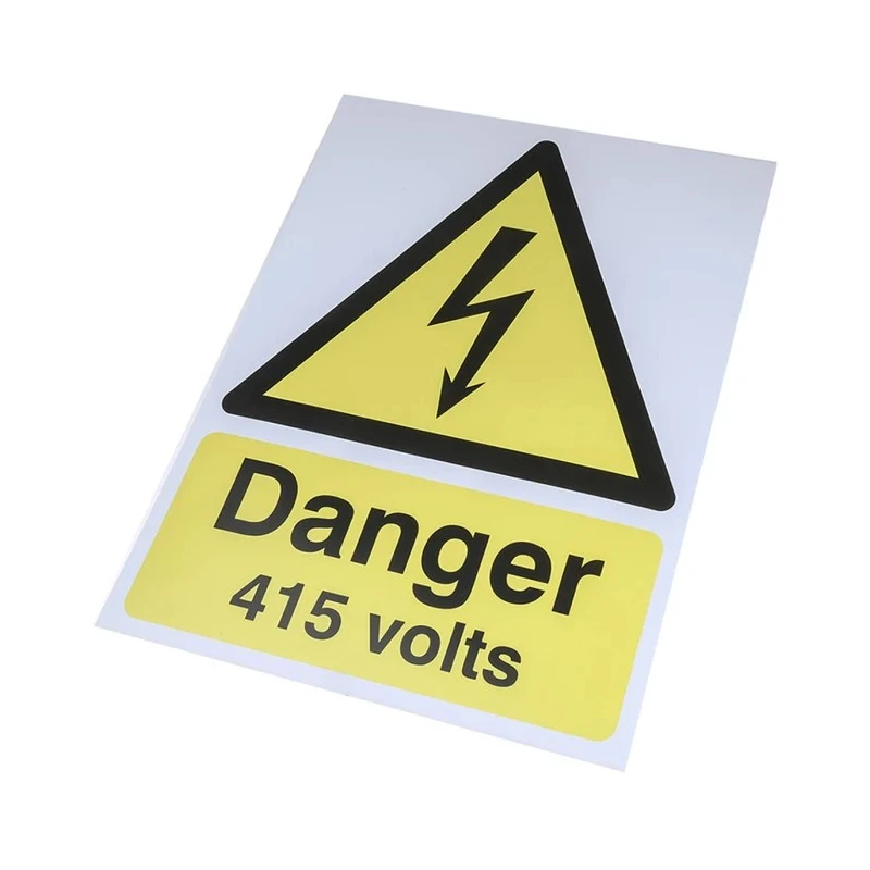 RS PRO Hazard Warning Sign Electrical Hazard Danger 415 Volts 400mm x 300mm Polypropylene Rigid Plastic 763-1550