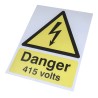 RS PRO Hazard Warning Sign Electrical Hazard Danger 415 Volts 400mm x 300mm Polypropylene Rigid Plastic 763-1550