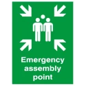 RS PRO Plastic Fire Safety Sign Emergency Assembly Point Self-Adhesive 594 x 420mm 763-1503