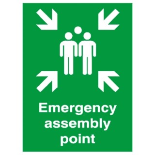 RS PRO Plastic Fire Safety Sign Emergency Assembly Point Self-Adhesive 594 x 420mm 763-1503