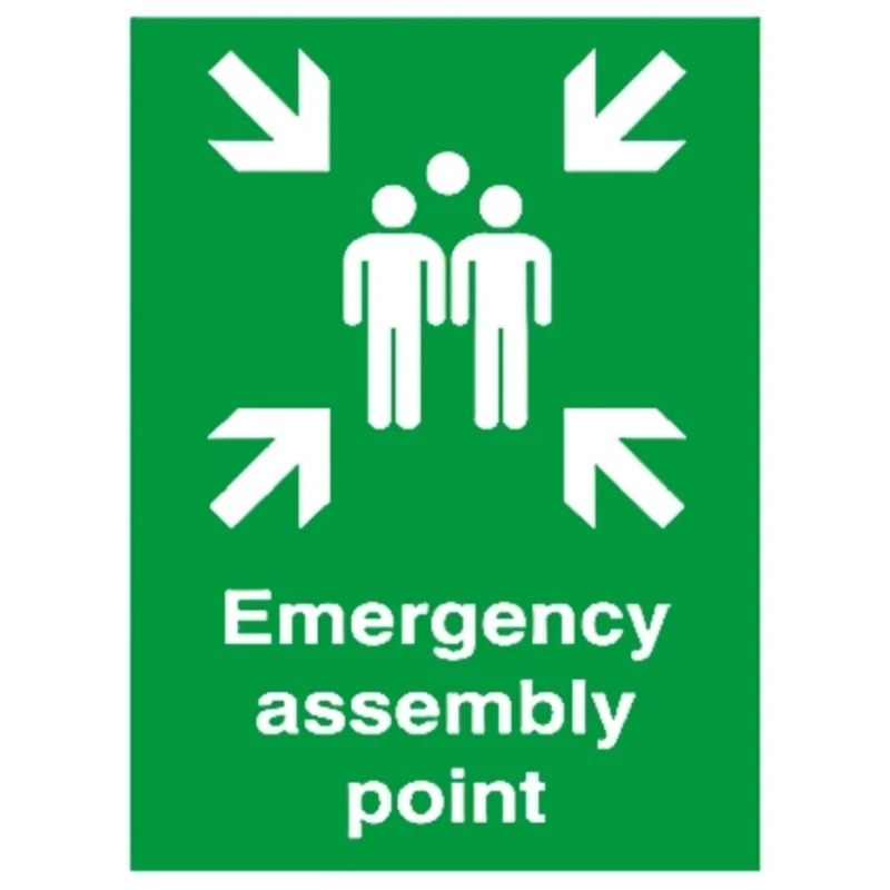 RS PRO Plastic Fire Safety Sign Emergency Assembly Point Self-Adhesive 594 x 420mm 763-1503