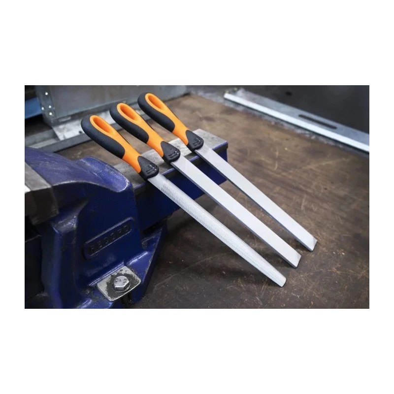 Bahco Engineers File Set, Bastard Cut, Square and Round Profiles, 200 mm Length, Handle Included, Model 1-478-08-1-2