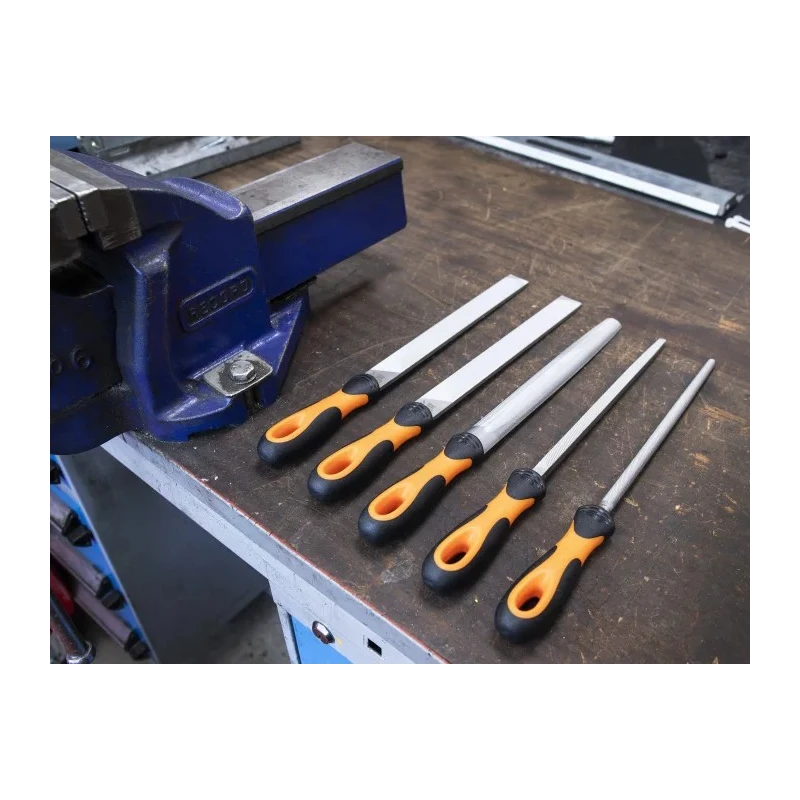 Bahco Engineers File Set, Bastard Cut, Square and Round Profiles, 200 mm Length, Handle Included, Model 1-478-08-1-2
