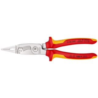 Knipex Combination Plier 200mm Overall, VDE 1000V Insulated Tool Steel Chrome Finish 13 86 200