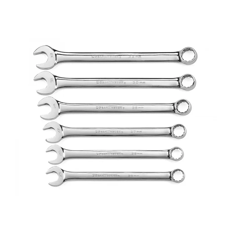 GearWrench 6-Piece Alloy Steel Ring Spanner Set 25 to 32 mm Chrome Full Polish 12 Point 15° Offset 81922