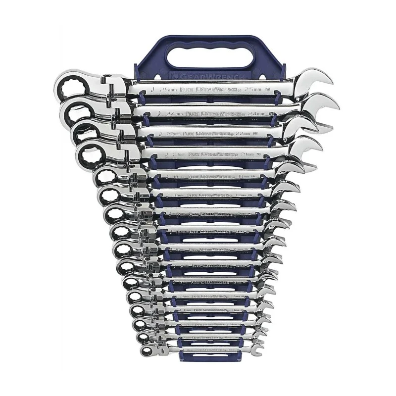GearWrench Combination Ratchet Spanner Set 16 Pieces 8 to 25 mm Alloy Steel Chrome Full Polish 9902D