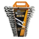 GearWrench Combination Ratchet Spanner Set 16 Pieces 8 to 25 mm Alloy Steel Chrome Full Polish 9902D