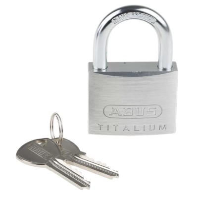 ABUS Keyed Titalium Weatherproof Padlock 8 mm Shackle Diameter, 37 mm Shackle Length, 50 mm Width 64TI/50