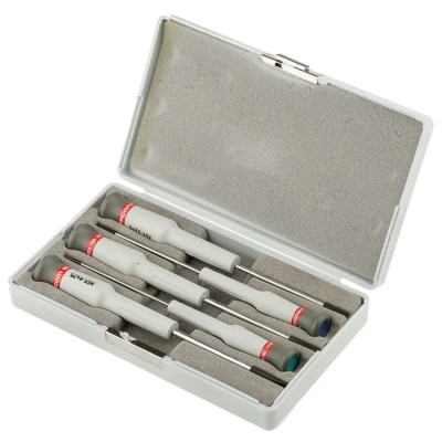 Facom Pozidriv Precision Screwdriver Set, 5-Piece, Slotted Sizes 2 mm, 2.5 mm, 3 mm, Pozidriv PH0 PH1, AEF.J5