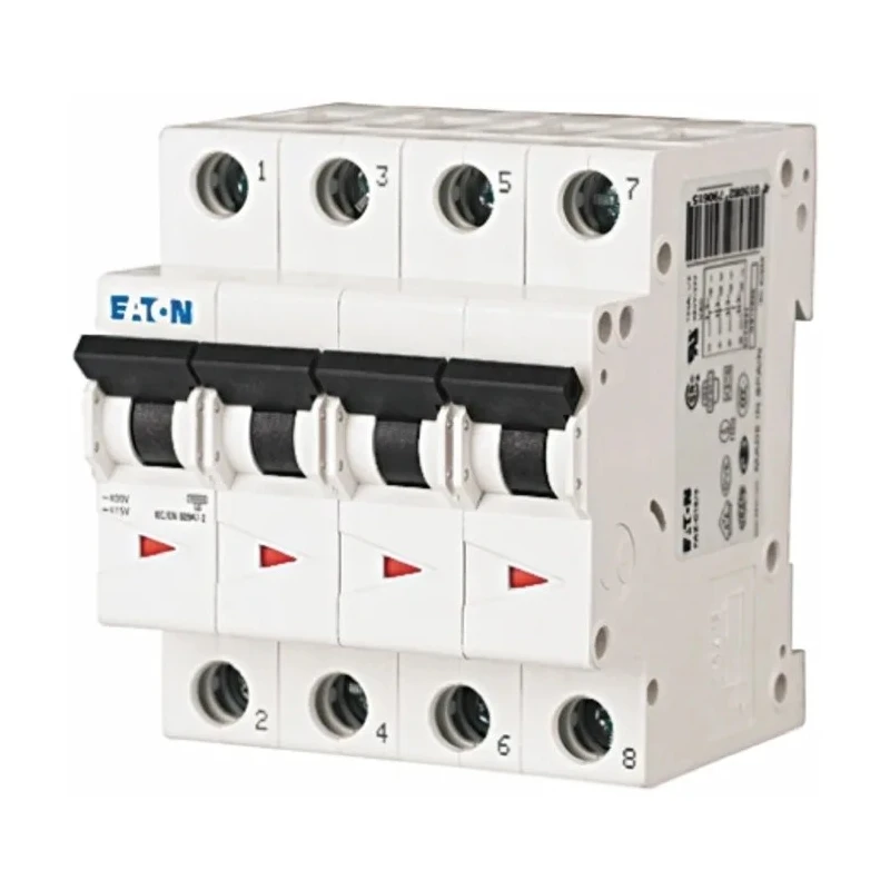 Eaton xEffect Miniature Circuit Breaker 4-Pole 25A Type D 400V AC 6 kA Breaking Capacity 168092 FAZ6-D25/4