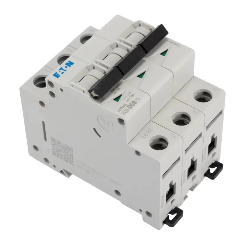 Eaton Miniature Circuit Breaker 3-Pole 50A Type D 400V AC 6 kA Breaking Capacity 168086 FAZ6-D50/3