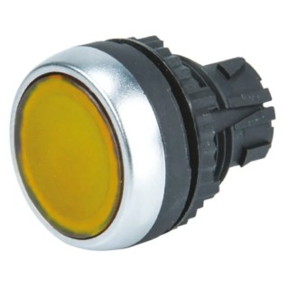 BACO Yellow Spring Return Push Button Head 22 mm Cutout, IP66, Plastic, Round, Unmarked L21AH40
