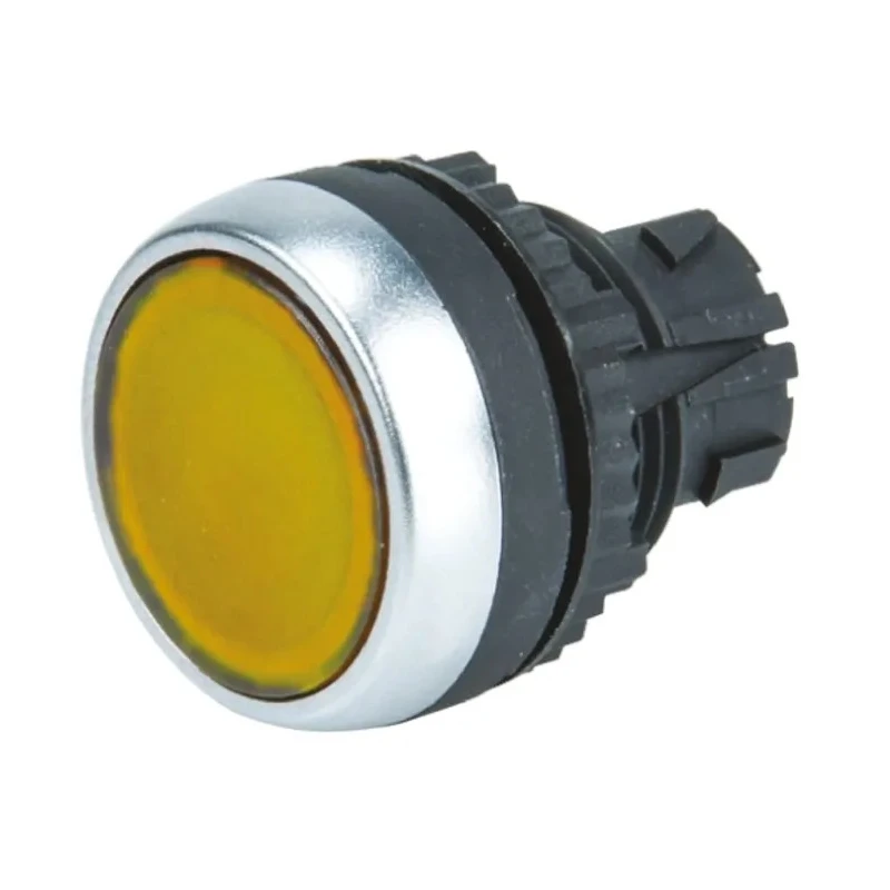 BACO Yellow Spring Return Push Button Head 22 mm Cutout, IP66, Plastic, Round, Unmarked L21AH40