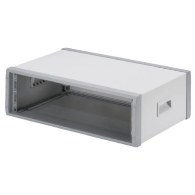 OKW 3U 19 in Rack Mount Instrument Case Ventilated Aluminium Grey M6019305