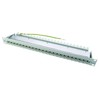 Telegartner 24 Port RJ45 Shielded Twisted Pair Patch Panel 1U Grey RJ45 