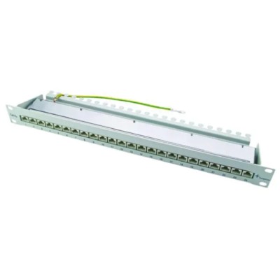 Telegartner 24 Port RJ45 Shielded Twisted Pair Patch Panel 1U Grey RJ45 
