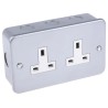 RS PRO 13A Grey 2 Gang Surface Mount Plug Socket Indoor Type G British 230V 768-3508