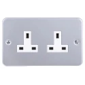 RS PRO 13A Grey 2 Gang Surface Mount Plug Socket Indoor Type G British 230V 768-3508