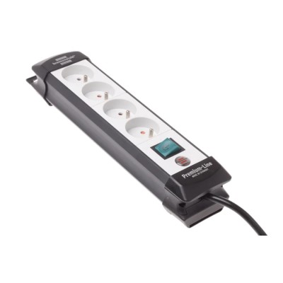 brennenstuhl Premium-Line Extension Lead Kit 1.8 m Cable Length, 4 Type E French Sockets, 230V, IP20, Switchable 1951544100
