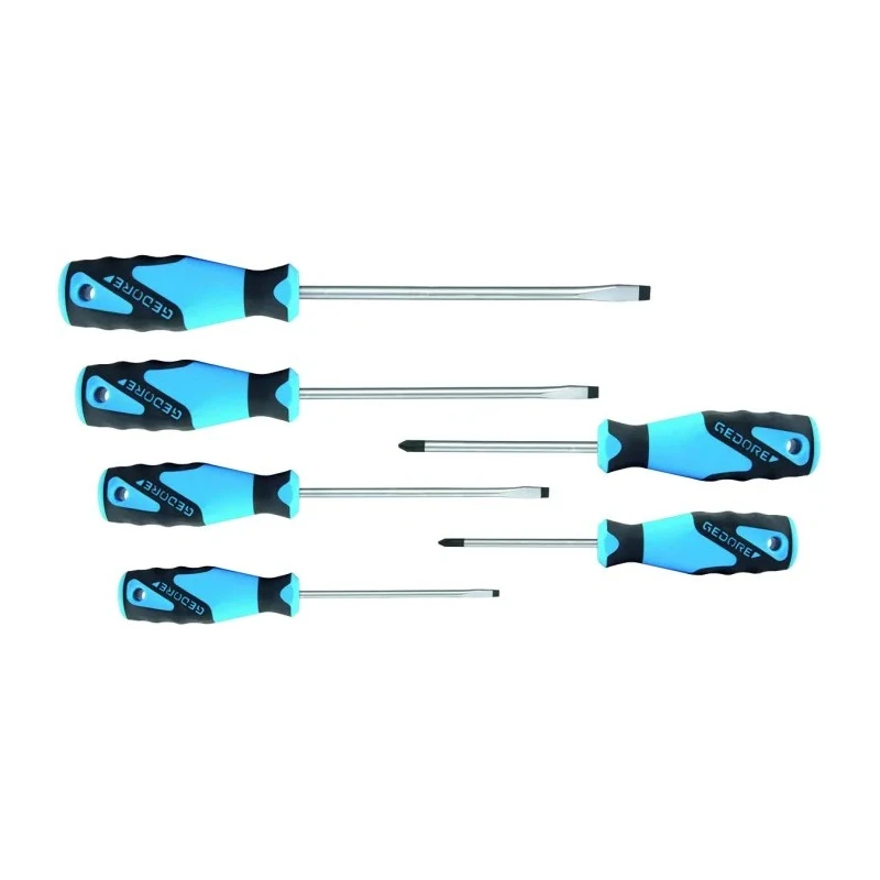 Gedore Standard Screwdriver Set, Pozidriv and Slotted Tips, 6-Piece 2150-2160 PZ-06