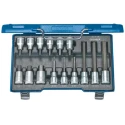 Gedore Hex Screwdriver Bit Set, 15 Pieces, Vanadium Steel, Sizes Hex 5 to Hex 19, 1/2 in Drive, 320mm Length IN 19 LKM