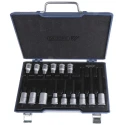 Gedore Hex Screwdriver Bit Set, 15 Pieces, Vanadium Steel, Sizes Hex 5 to Hex 19, 1/2 in Drive, 320mm Length IN 19 LKM